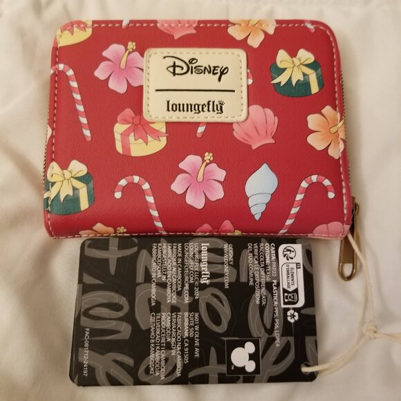 Loungefly Disney Wallet Stitch & Angel Holiday Tree Mini Zipper Scrump Christmas - Picture 4 of 8